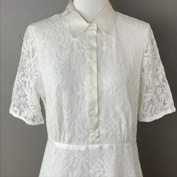 Nanette Lepore Preppy White Floral Lace Cotton Dress. Quiet Luxury. Size 8 - Picture 7 of 12